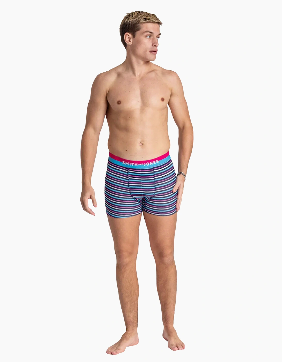 Smith & Jones Taden 7pk Mens Boxer Shorts Navy / Pink / Blue / White