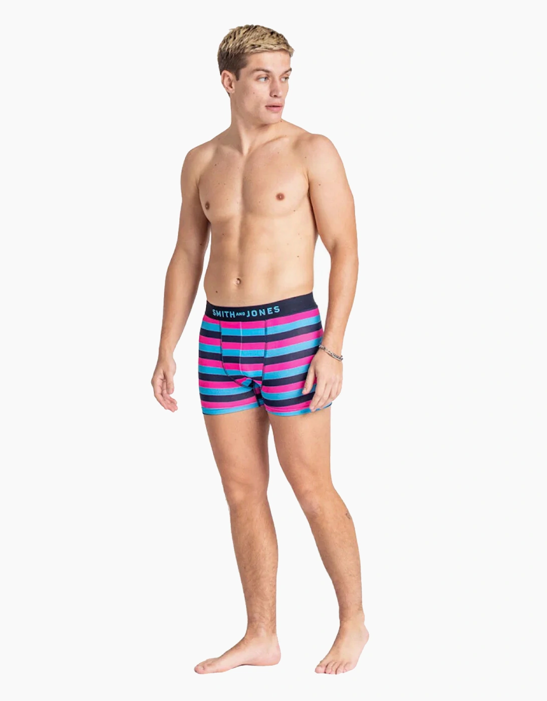 Smith & Jones Taden 7pk Mens Boxer Shorts Navy / Pink / Blue / White
