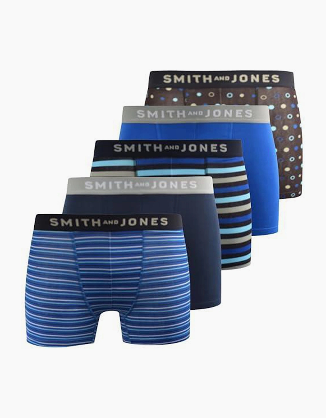 Smith & Jones Lathan 5pk Mens Boxer Shorts Blue / Assorted