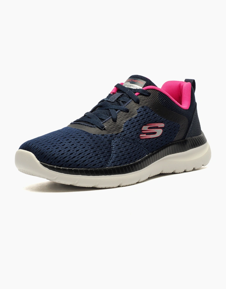 Skechers Quick Path Memory Foam Womens Trainers Navy / Hot Pink