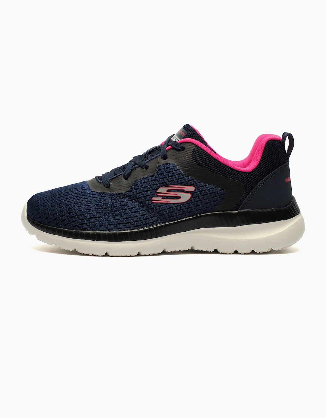 Skechers Quick Path Memory Foam Womens Trainers Navy / Hot Pink