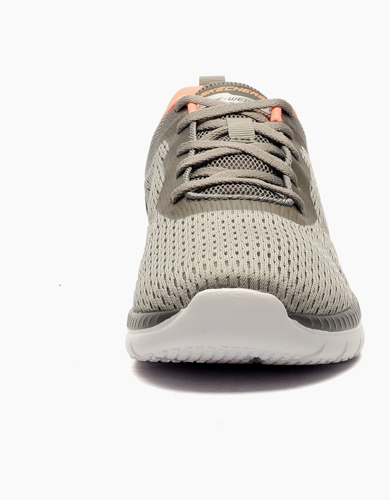 Skechers Quick Path Memory Foam Womens Trainers Grey / Coral