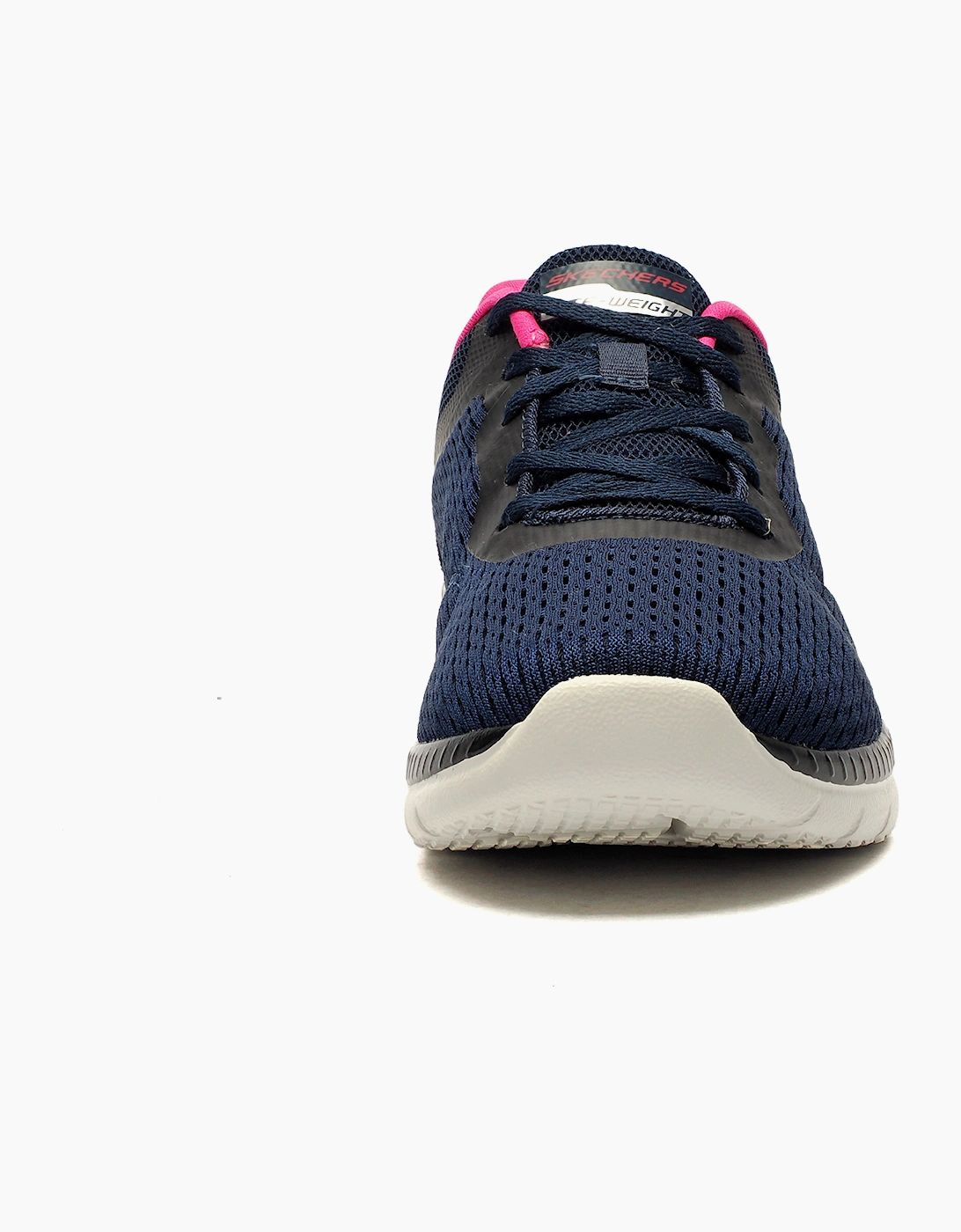 Skechers Quick Path Memory Foam Womens Trainers Navy / Hot Pink
