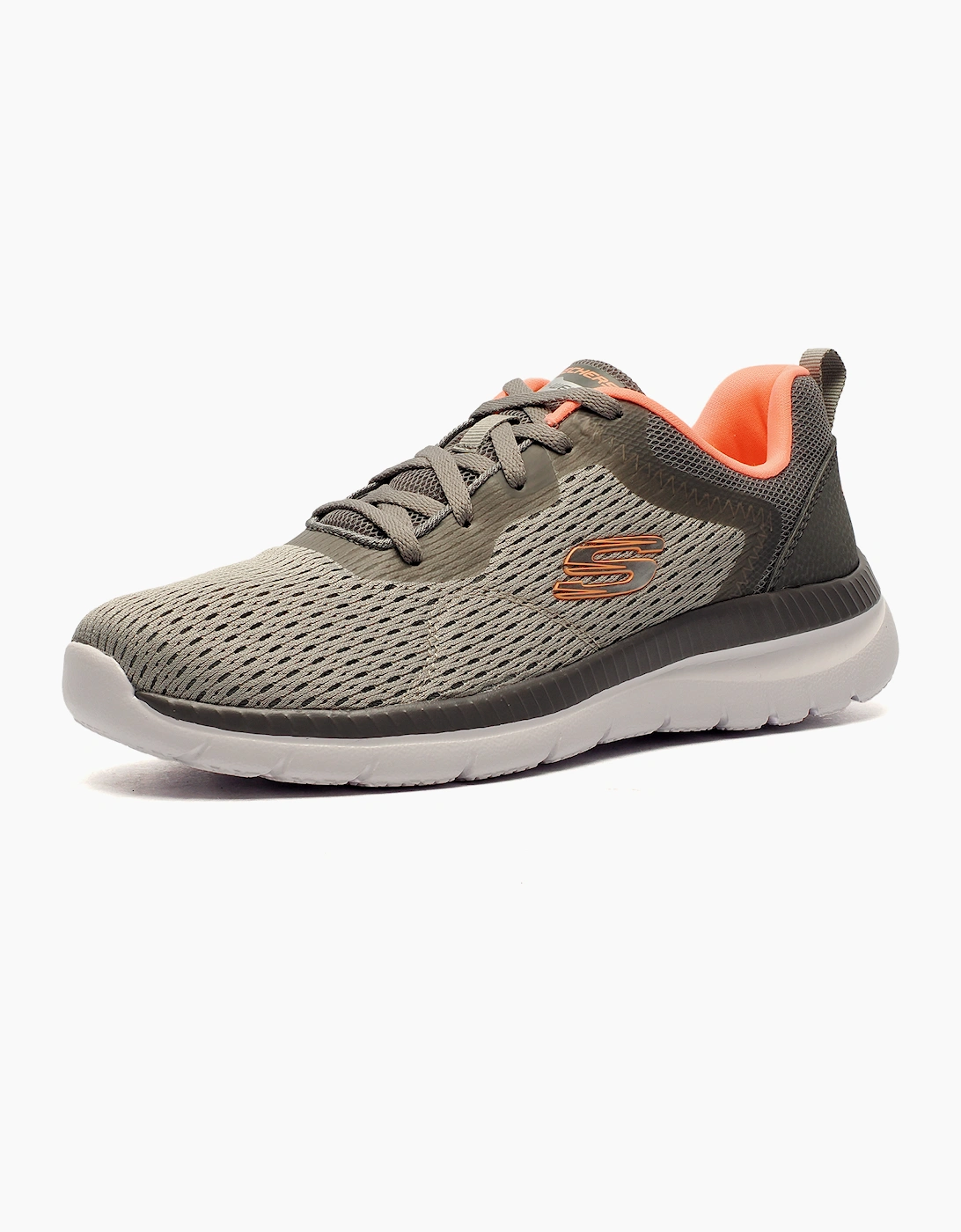 Skechers Quick Path Memory Foam Womens Trainers Grey / Coral