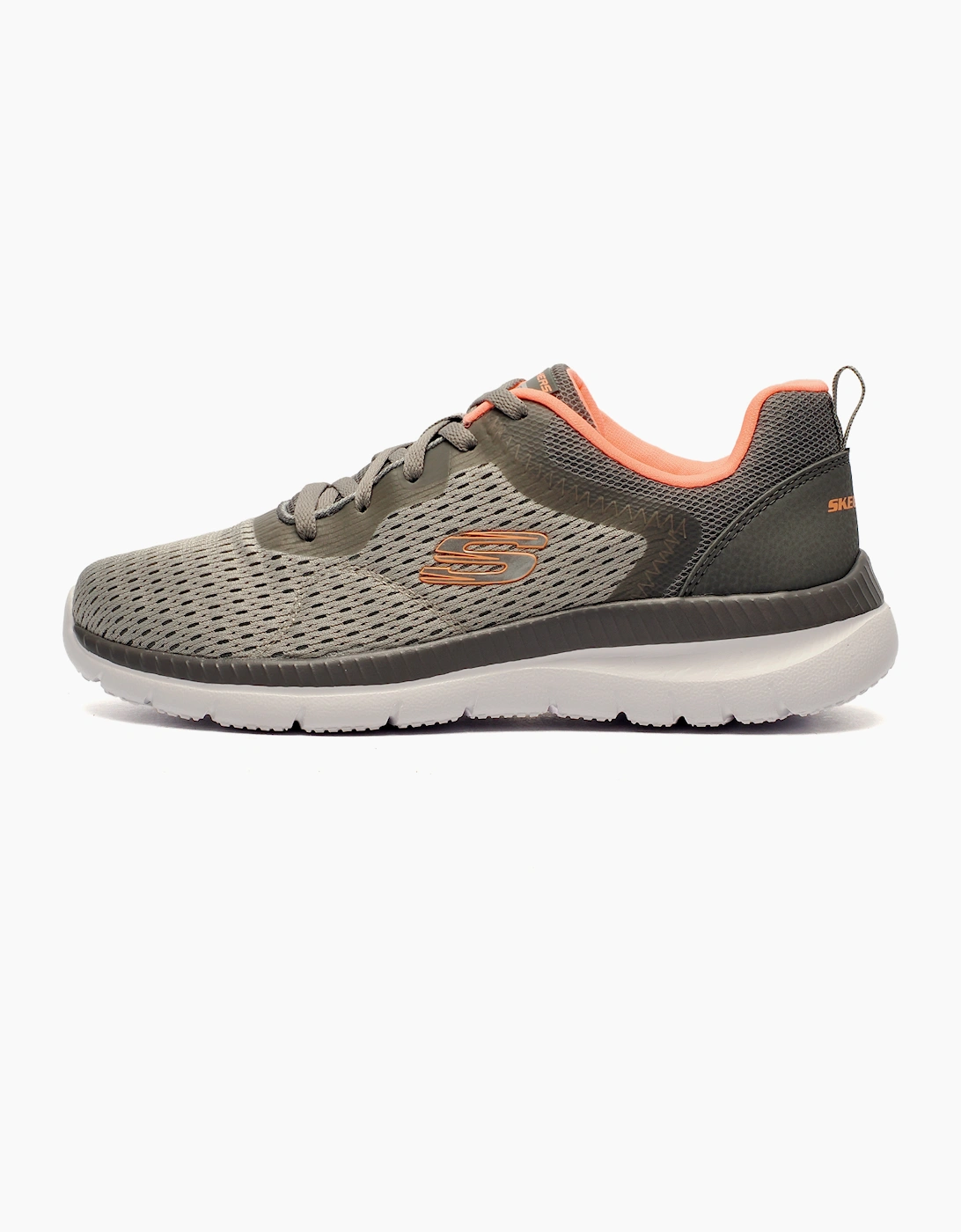 Skechers Quick Path Memory Foam Womens Trainers Grey / Coral