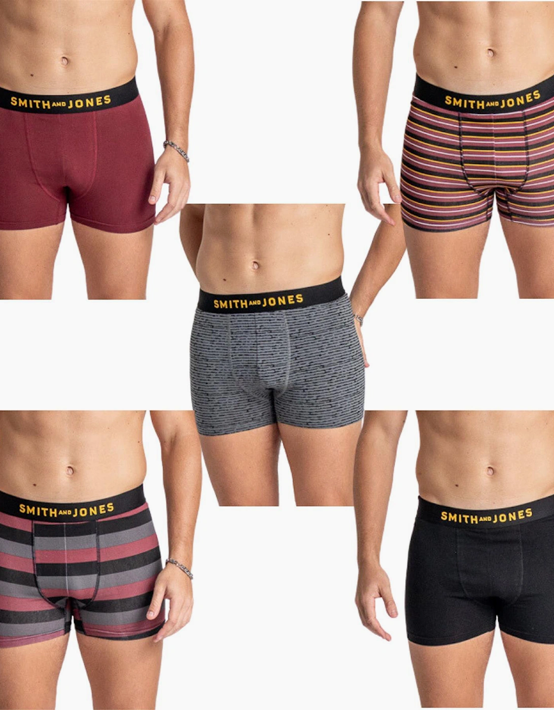 Smith & Jones Kole 5pk Mens Boxer Shorts Multi