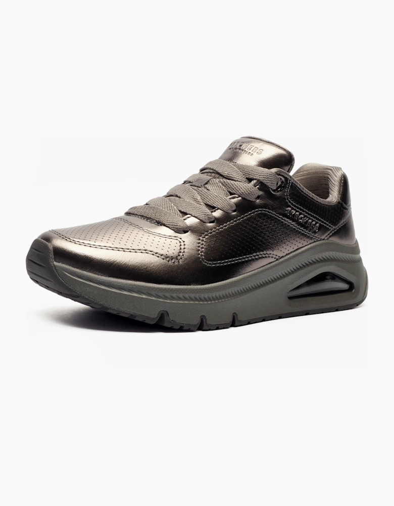 Skechers Uno Icon Lustrous Air Memory Foam Womens / Girls Trainers Pewter Metallic