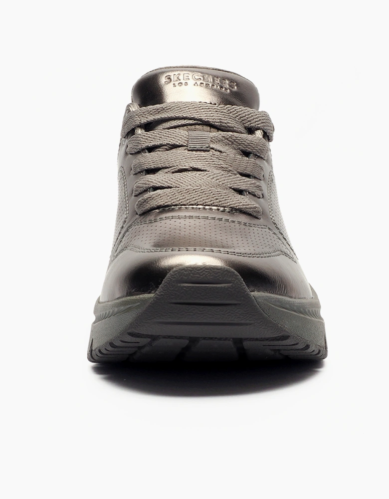 Skechers Uno Icon Lustrous Air Memory Foam Womens / Girls Trainers Pewter Metallic
