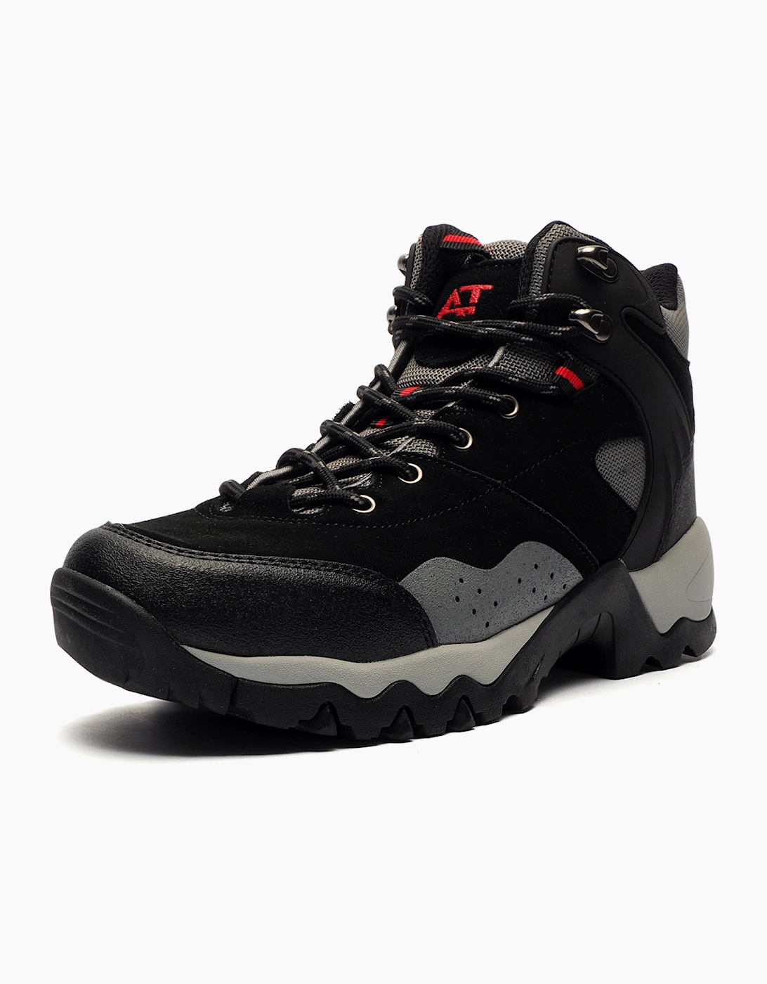 AT Outdoors AT All Terrain Nebraska Mens Leather Hiking Boots Black / Charcoal