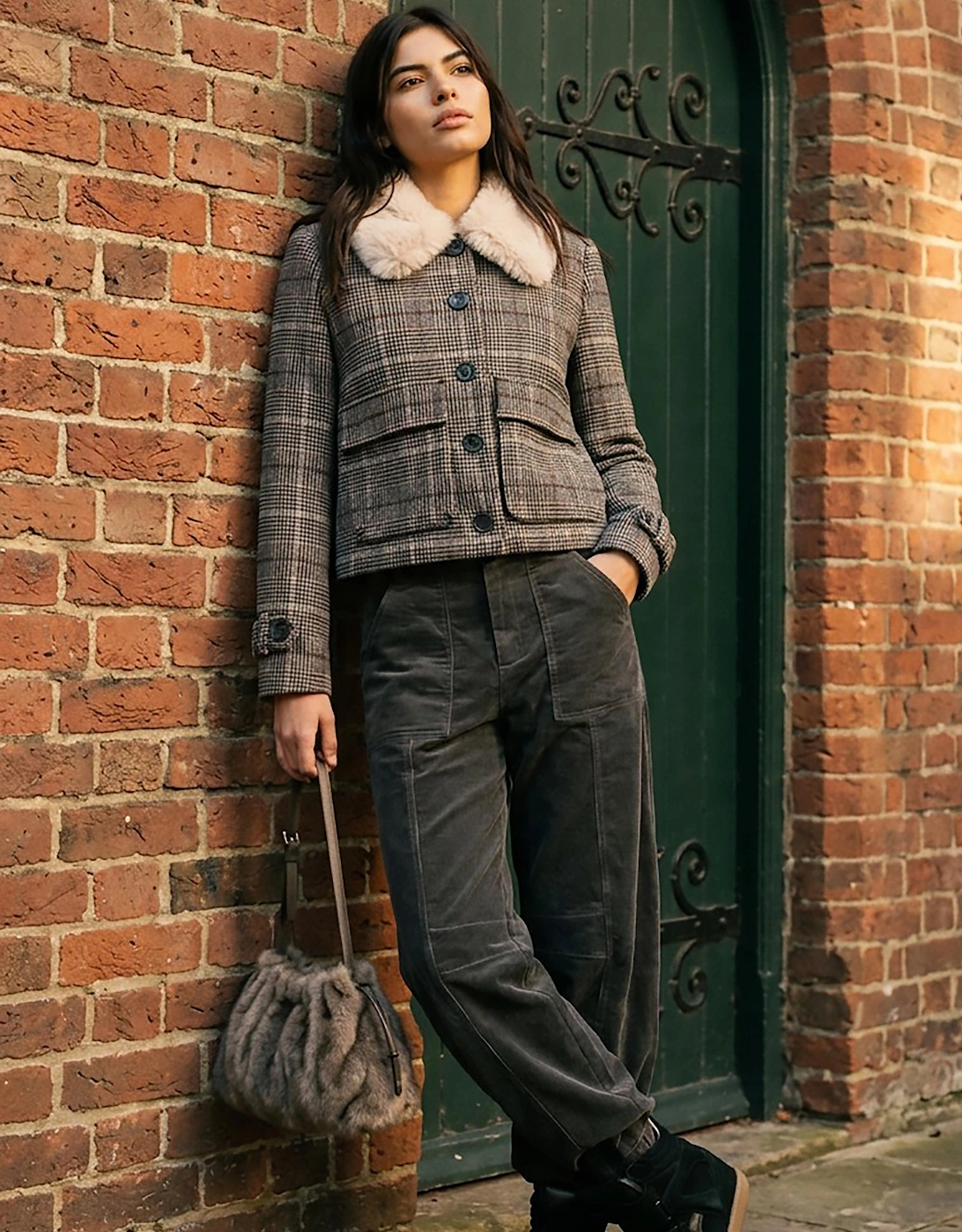 Gisele Wool Check Coat - Multi