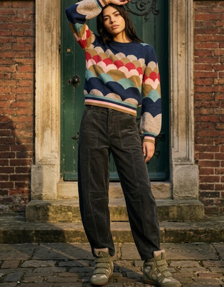 Rosie Corduroy Barrel Jeans - Green