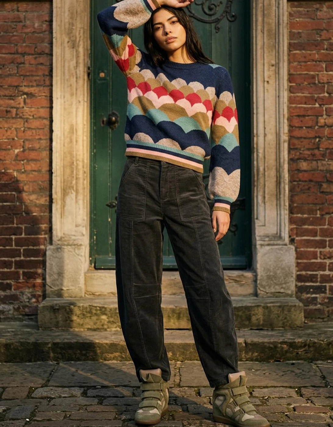 Rosie Corduroy Barrel Jeans - Green