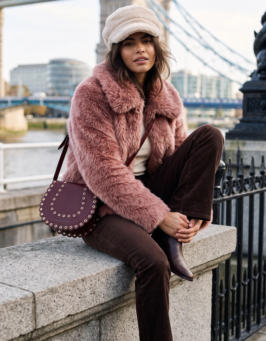 Galaxy Faux Fur Jacket - Rose