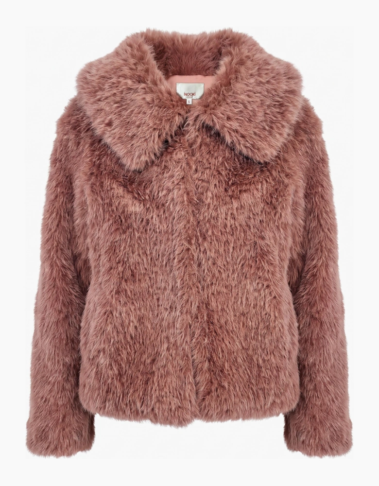 Galaxy Faux Fur Jacket - Rose
