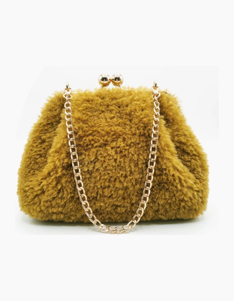 Booba Faux Fur Clutch Bag - Toffee