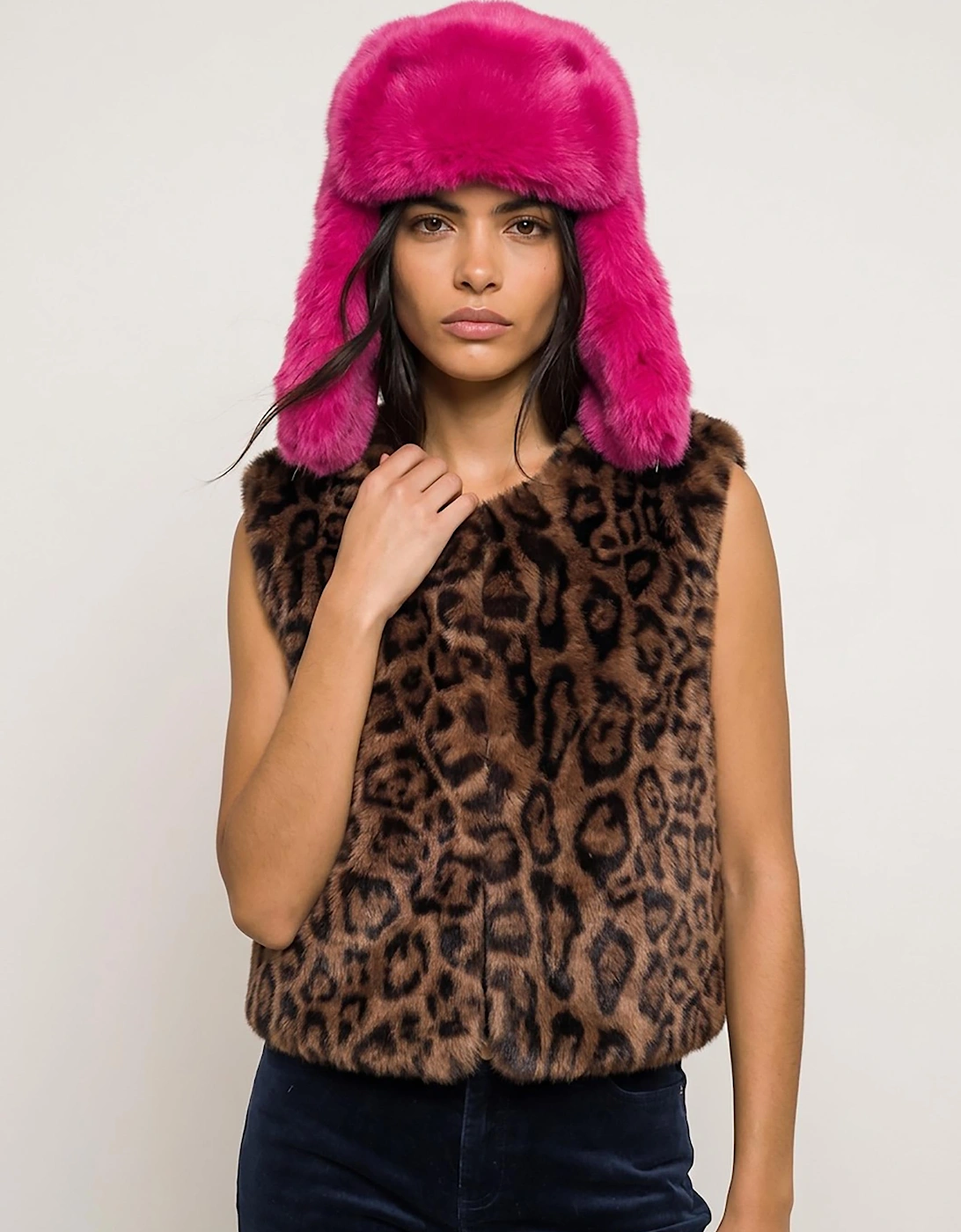 Edelweiss Faux Fur Gilet - Chocolate Leopard