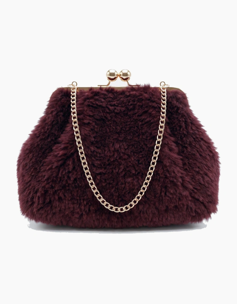 Booba Faux Fur Clutch Bag - Burgundy