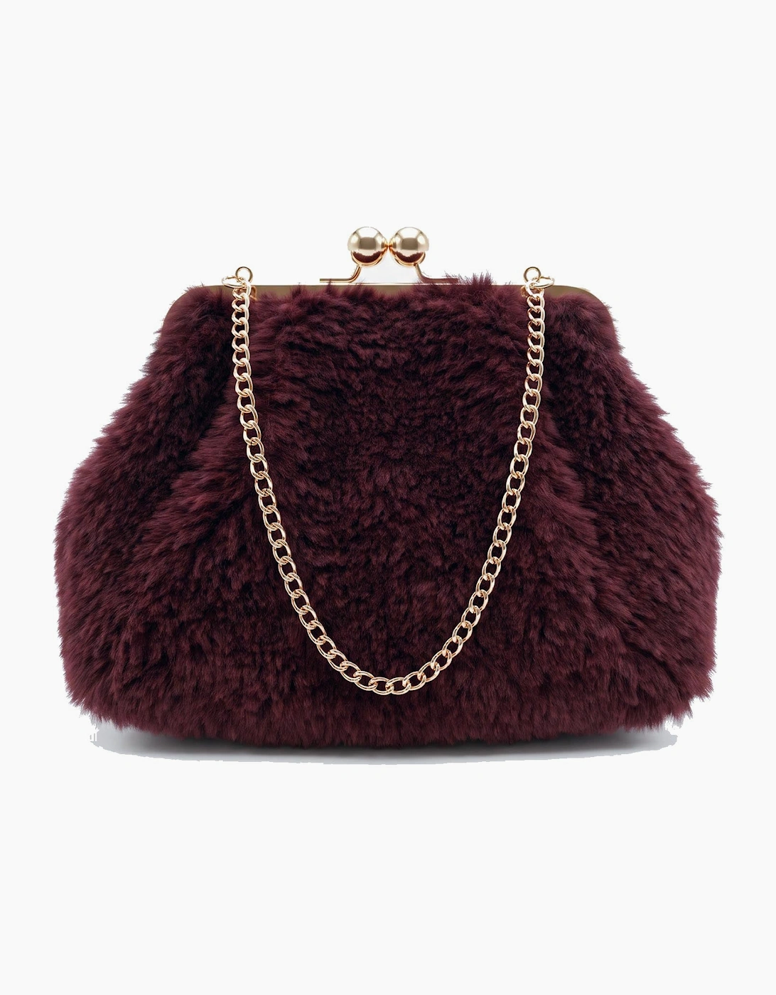 Booba Faux Fur Clutch Bag - Burgundy