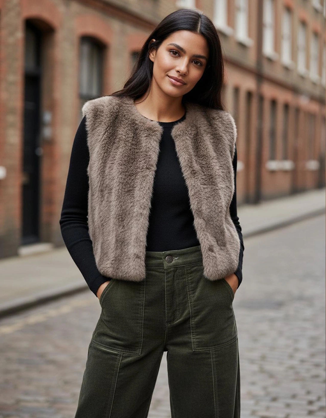 Edelweiss Faux Fur Gilet - Mink