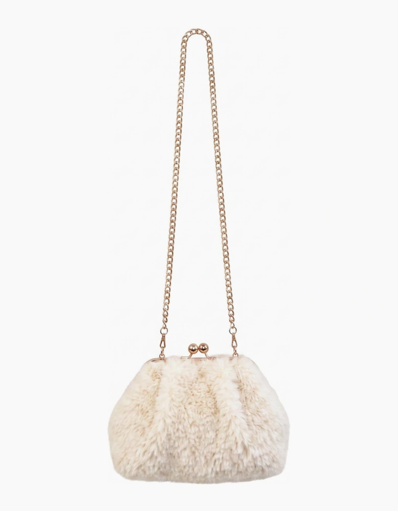 Booba Faux Fur Clutch Bag - Cream