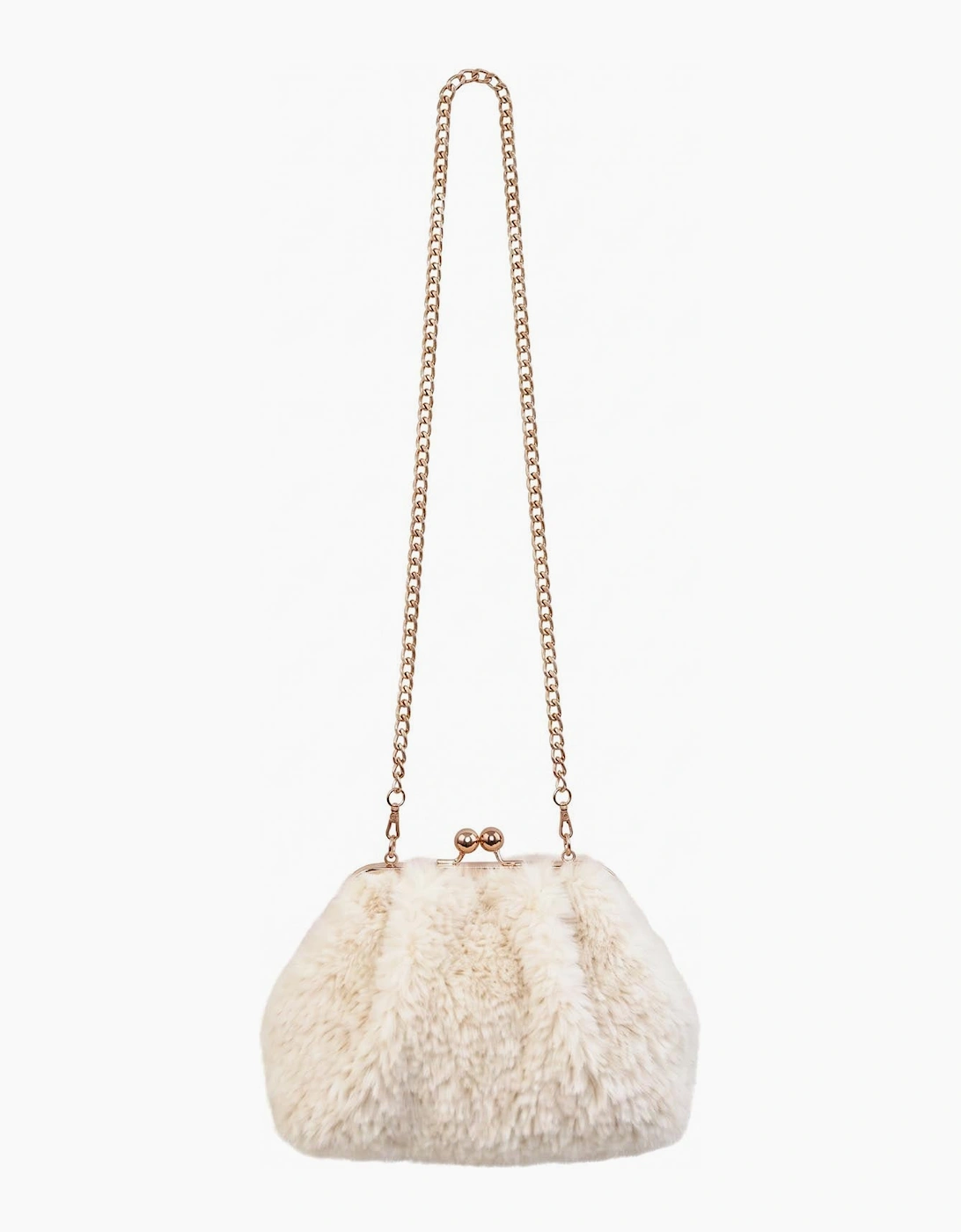 Booba Faux Fur Clutch Bag - Cream