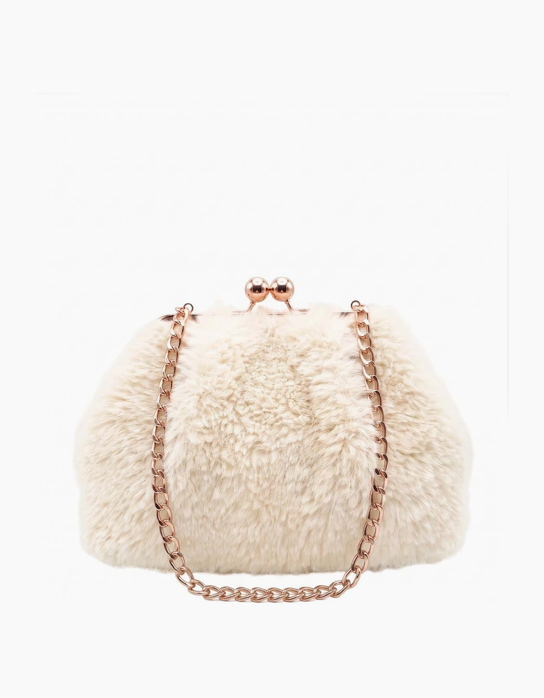 Booba Faux Fur Clutch Bag - Cream