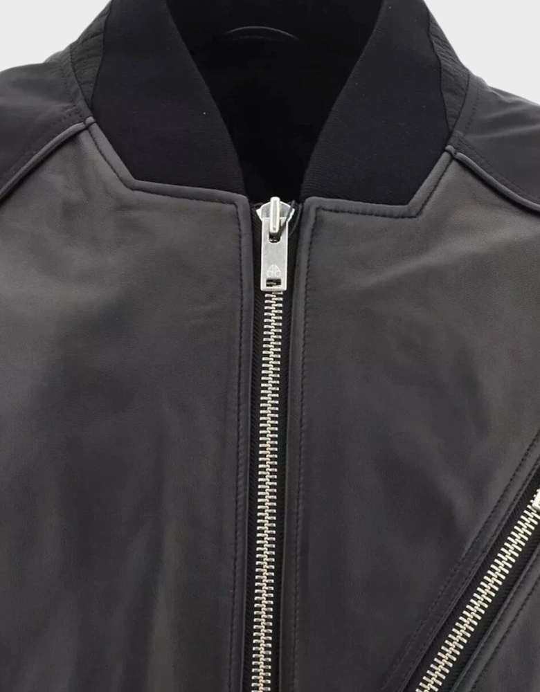 Anica Bomber Leather Jacket Black