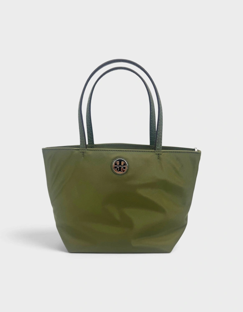 Nylon Mixed Materials Mini Tote Bag Green Khaki
