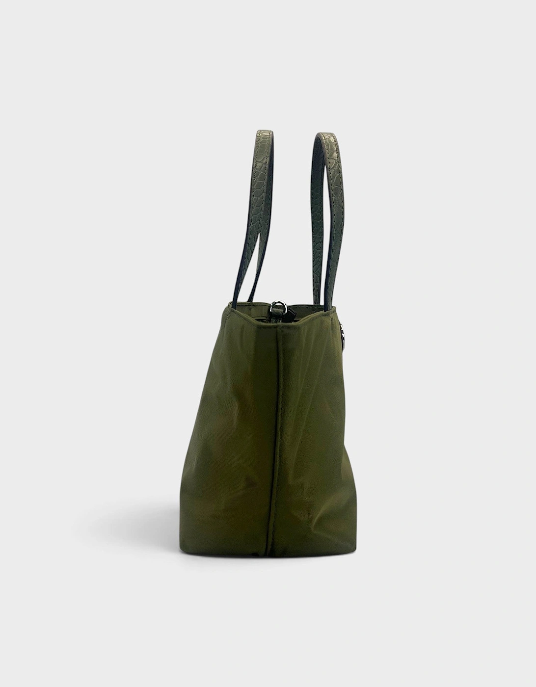 Nylon Mixed Materials Mini Tote Bag Green Khaki