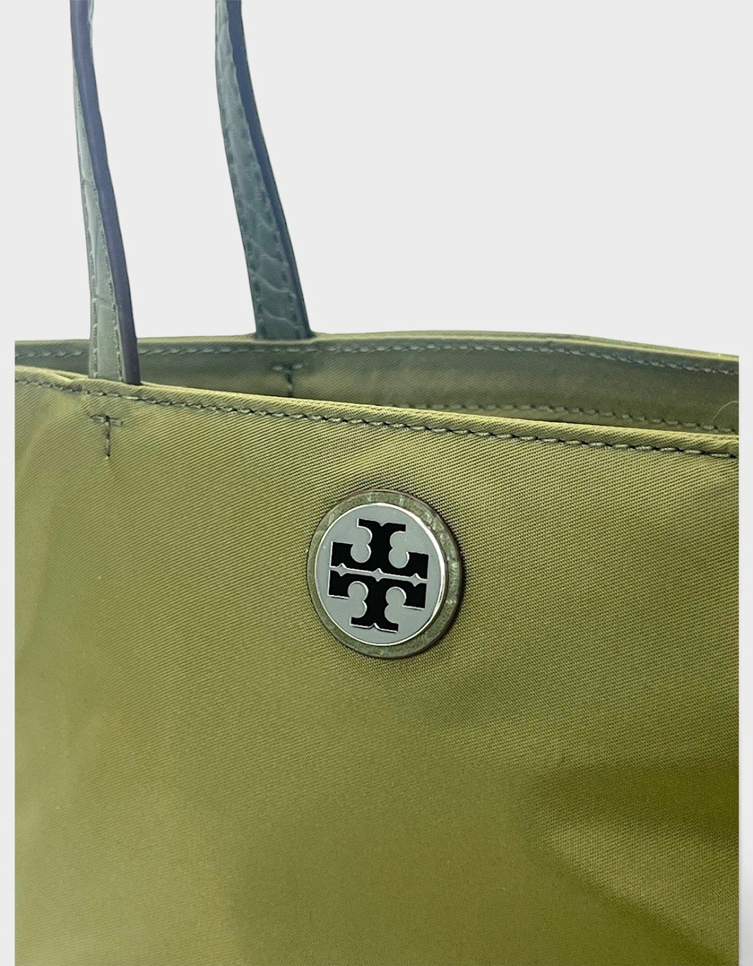 Nylon Mixed Materials Mini Tote Bag Green Khaki
