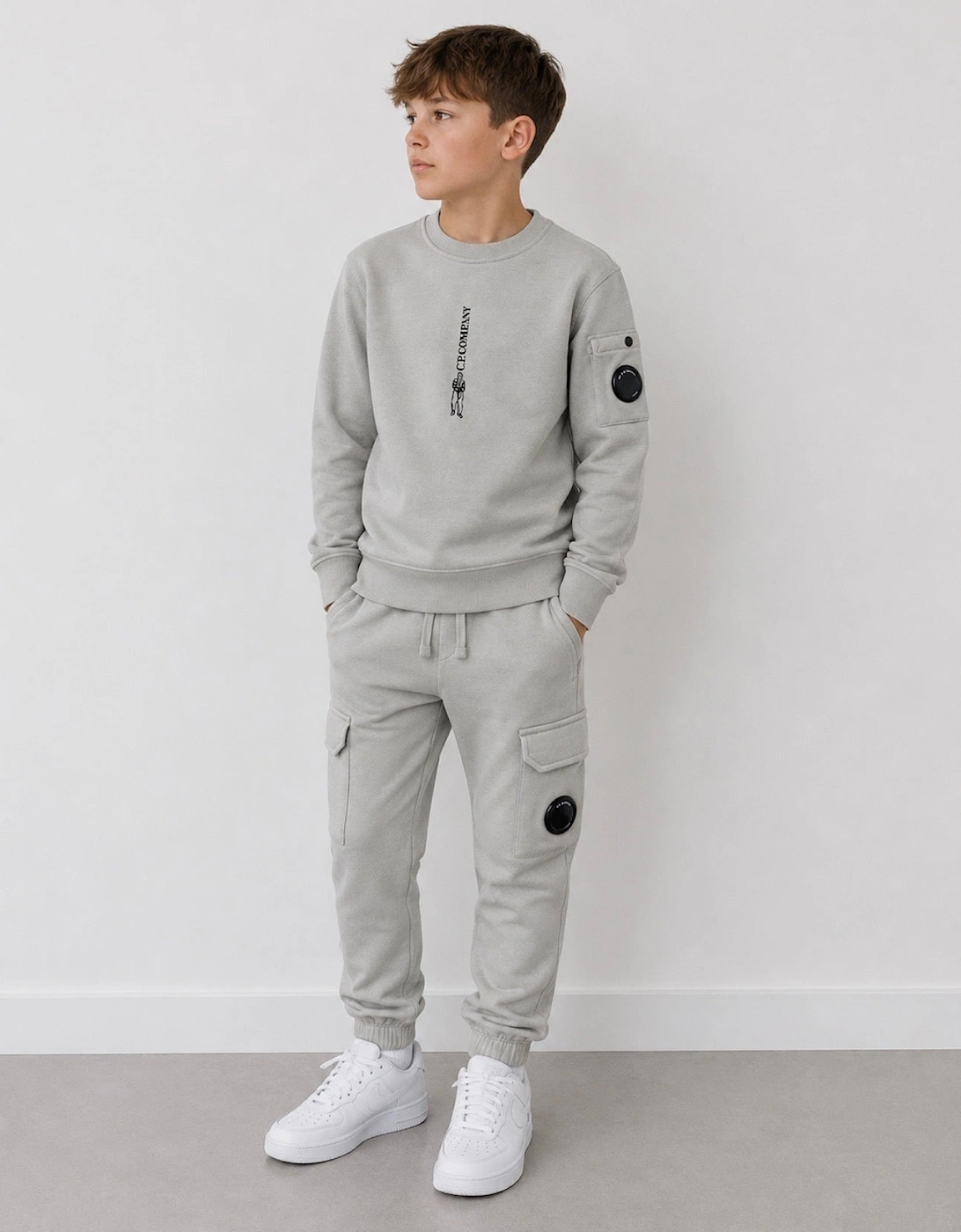 C.P. COMPANY LENS LOGO TRACKSUIT IN FLINT GREY CUK009