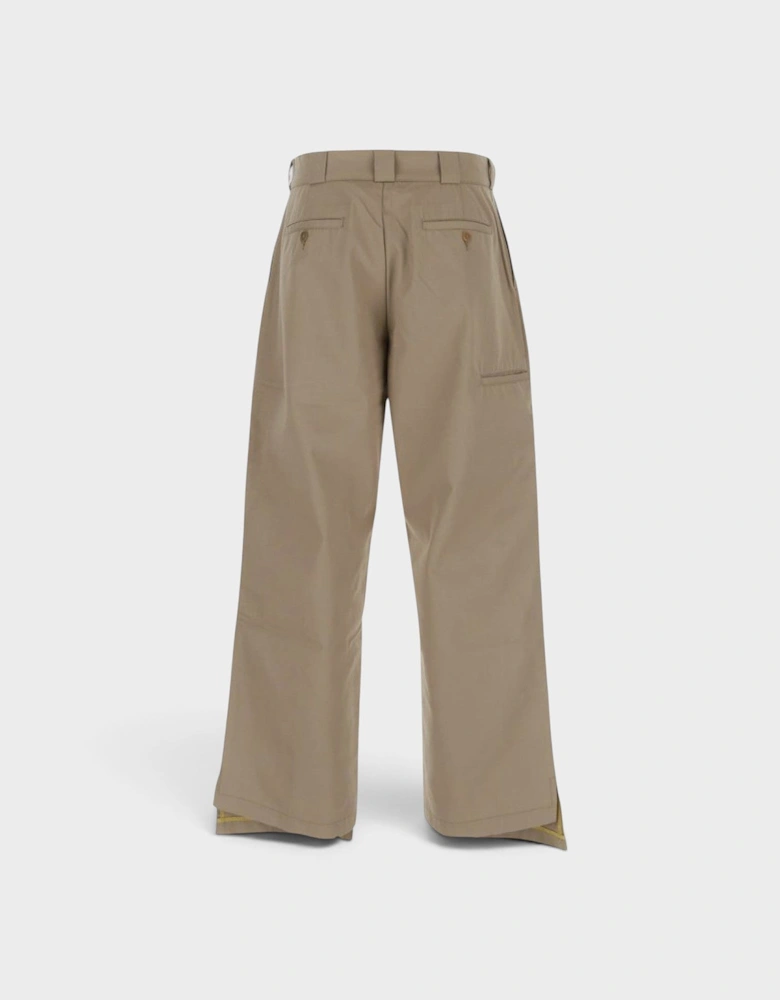 High Waisted Reversed Waistband Chino Pant Beige
