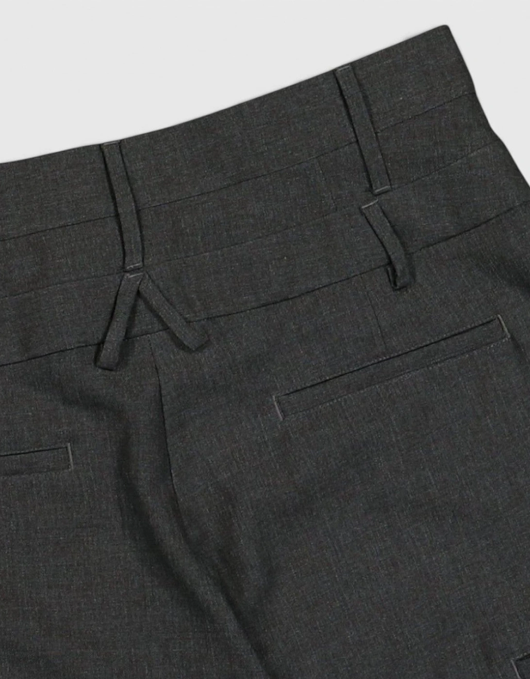 High Waisted Double Belted Wide Leg Trousers Grey
