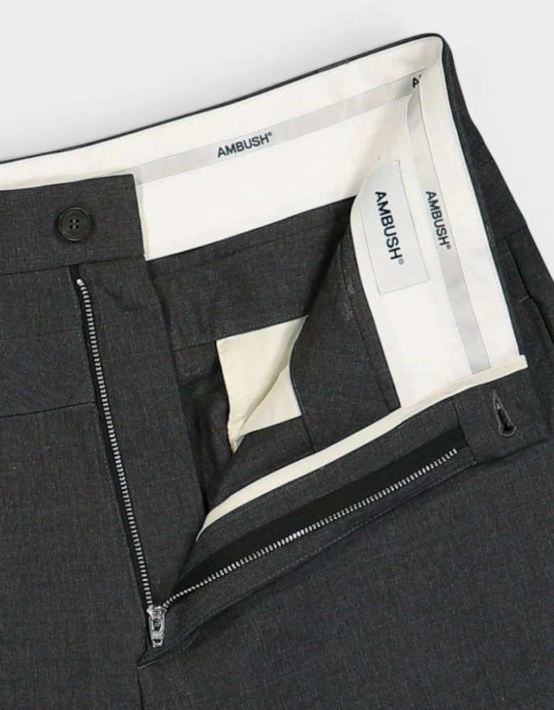 High Waisted Double Belted Wide Leg Trousers Grey