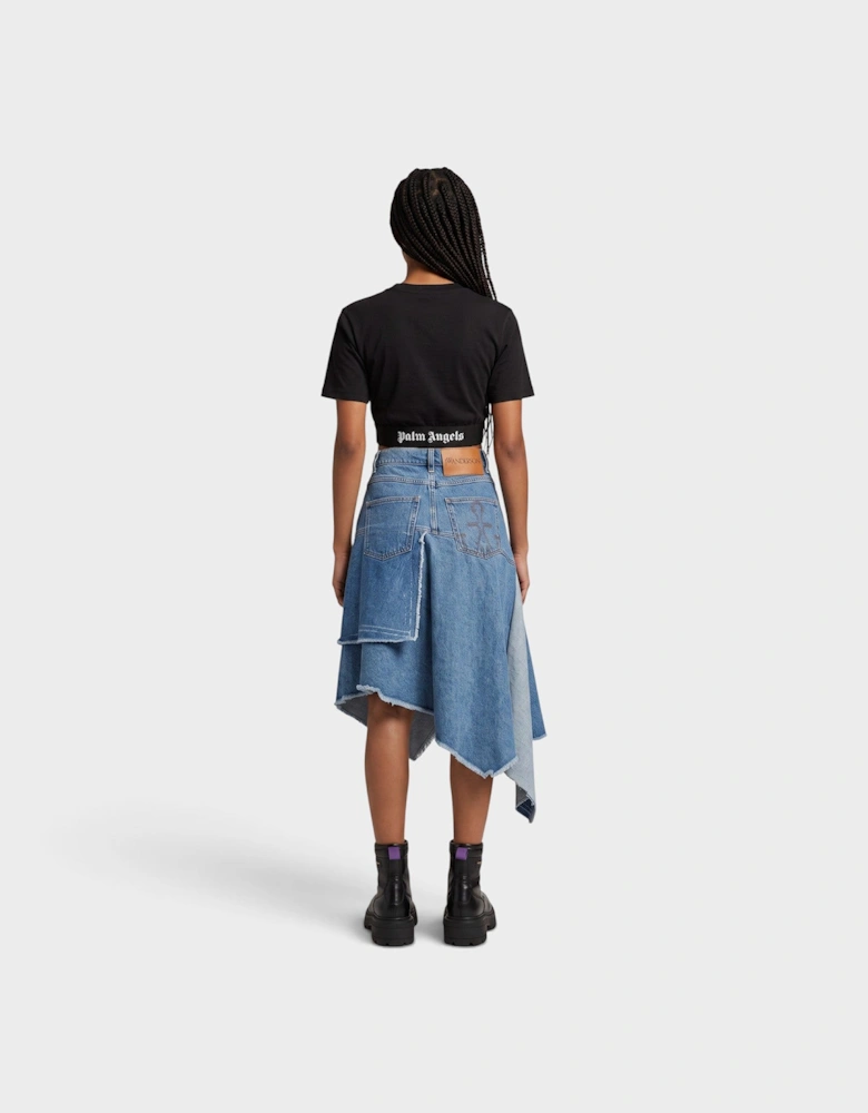 Logo Tape Cropped Tee Black White