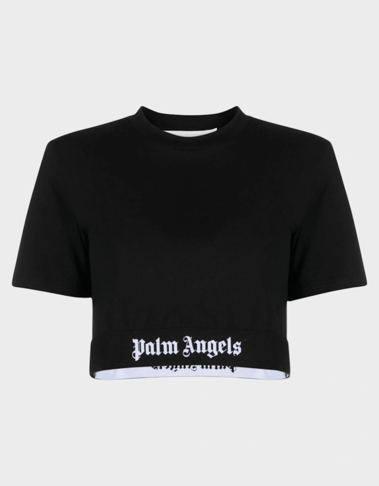 Logo Tape Cropped Tee Black White