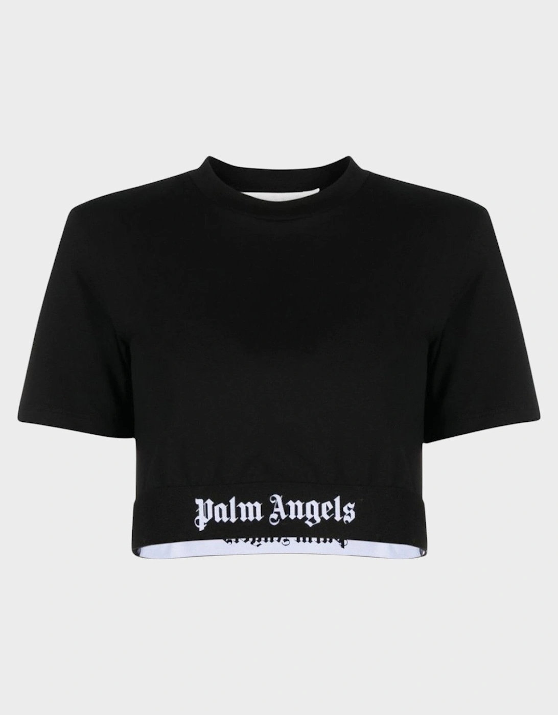 Logo Tape Cropped Tee Black White