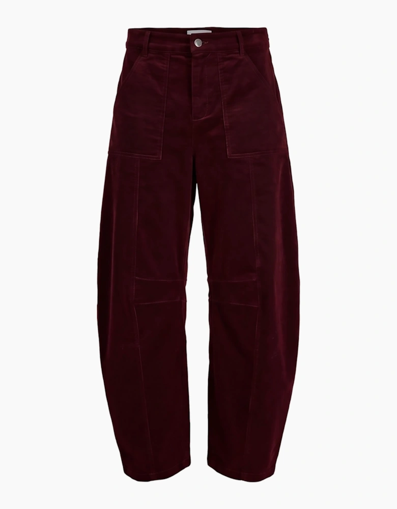 Rosie Cord Barrel Jeans-Burgundy