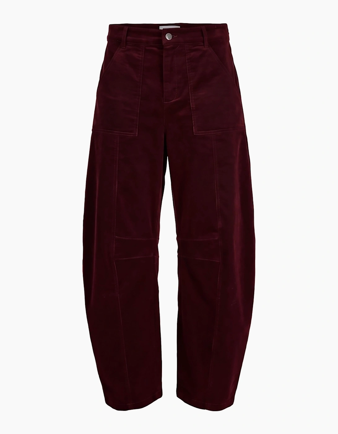 Rosie Cord Barrel Jeans-Burgundy
