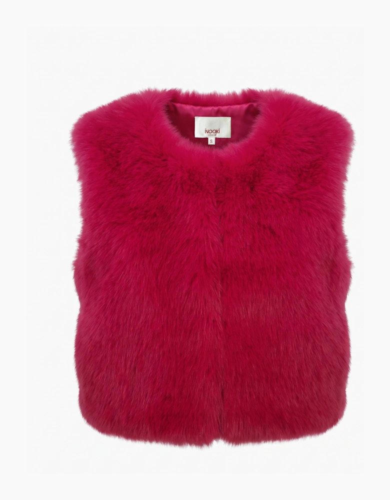 Edelweiss Faux Fur Gilet - Hot Pink