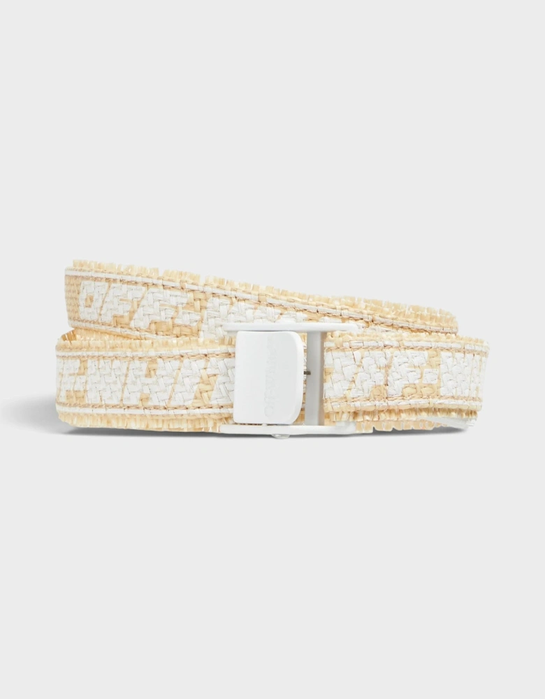 Industrial Printed Raffia Belt Beige