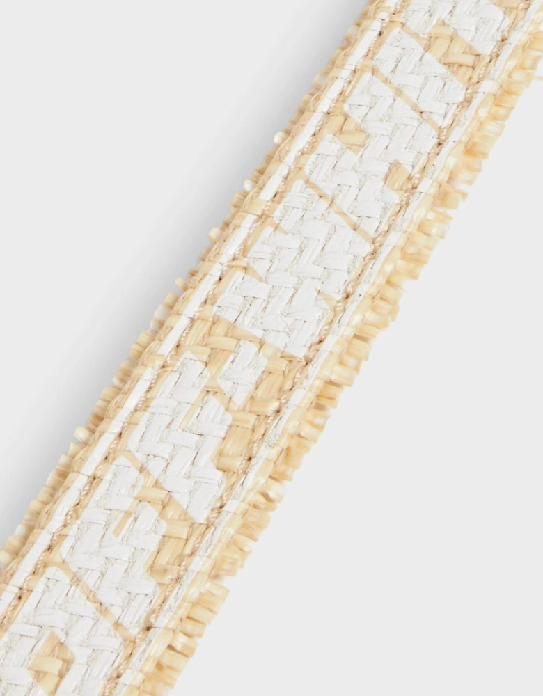 Industrial Printed Raffia Belt Beige