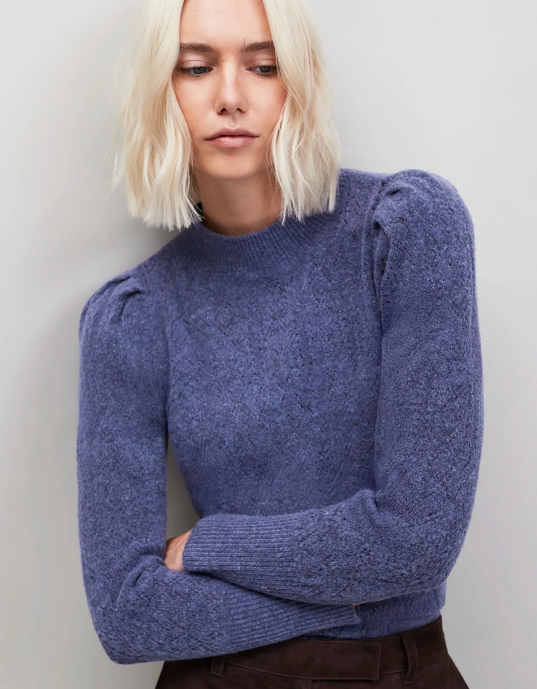 Blue Pointelle Knit Jumper