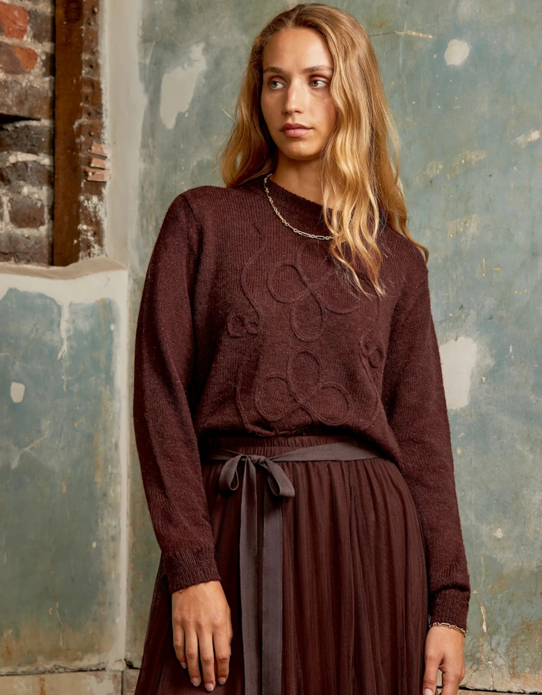 Chocolate Applique Knit Jumper with Alpaca