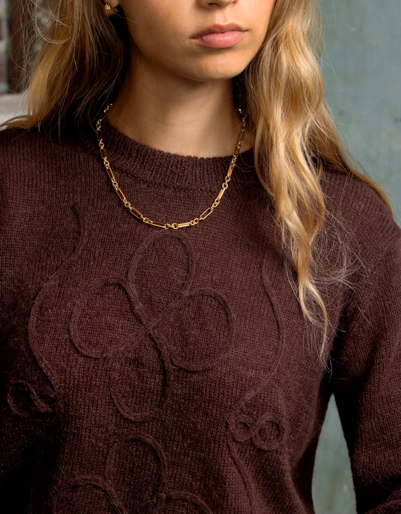 Chocolate Applique Knit Jumper with Alpaca