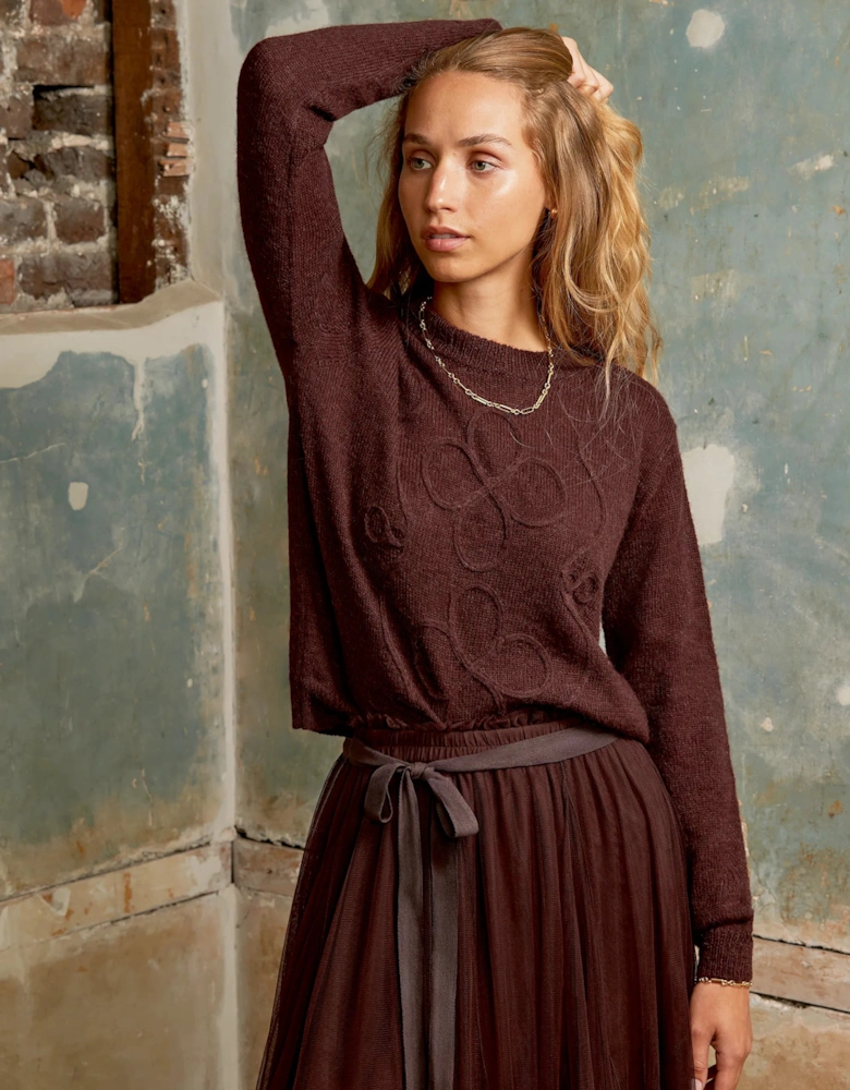 Chocolate Applique Knit Jumper with Alpaca