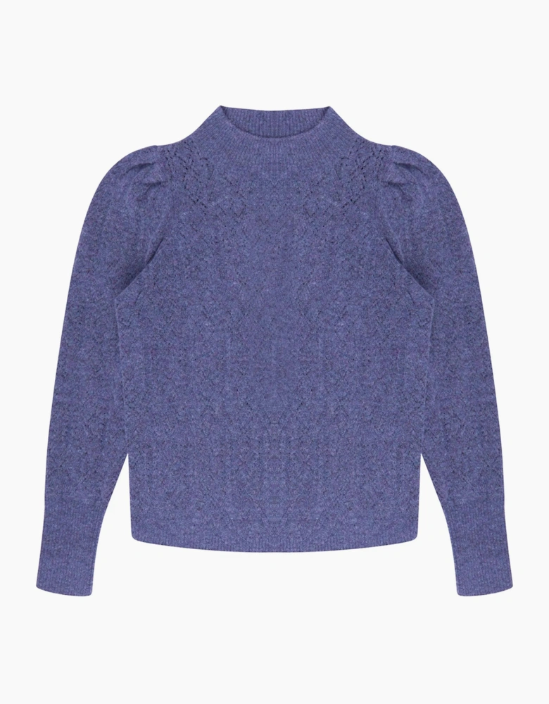 Blue Pointelle Knit Jumper