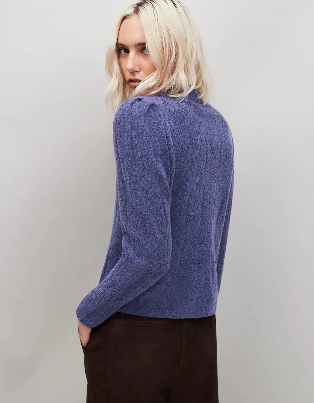 Blue Pointelle Knit Jumper