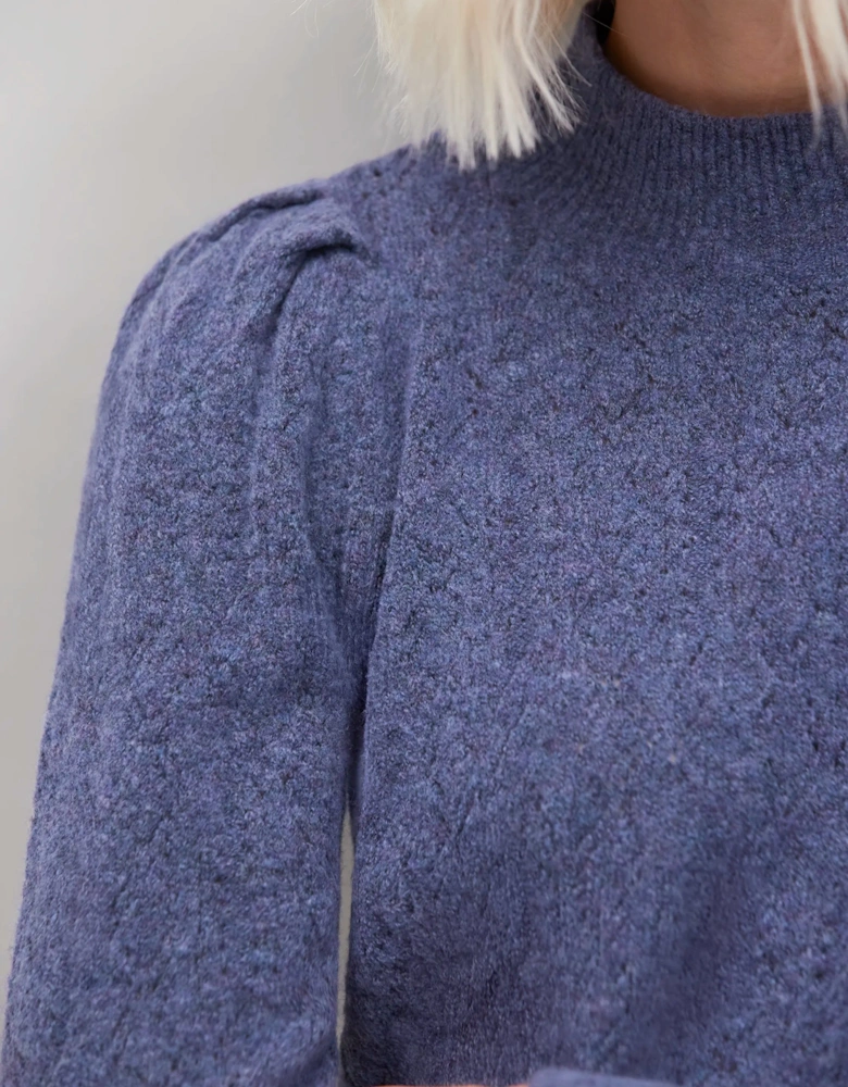 Blue Pointelle Knit Jumper