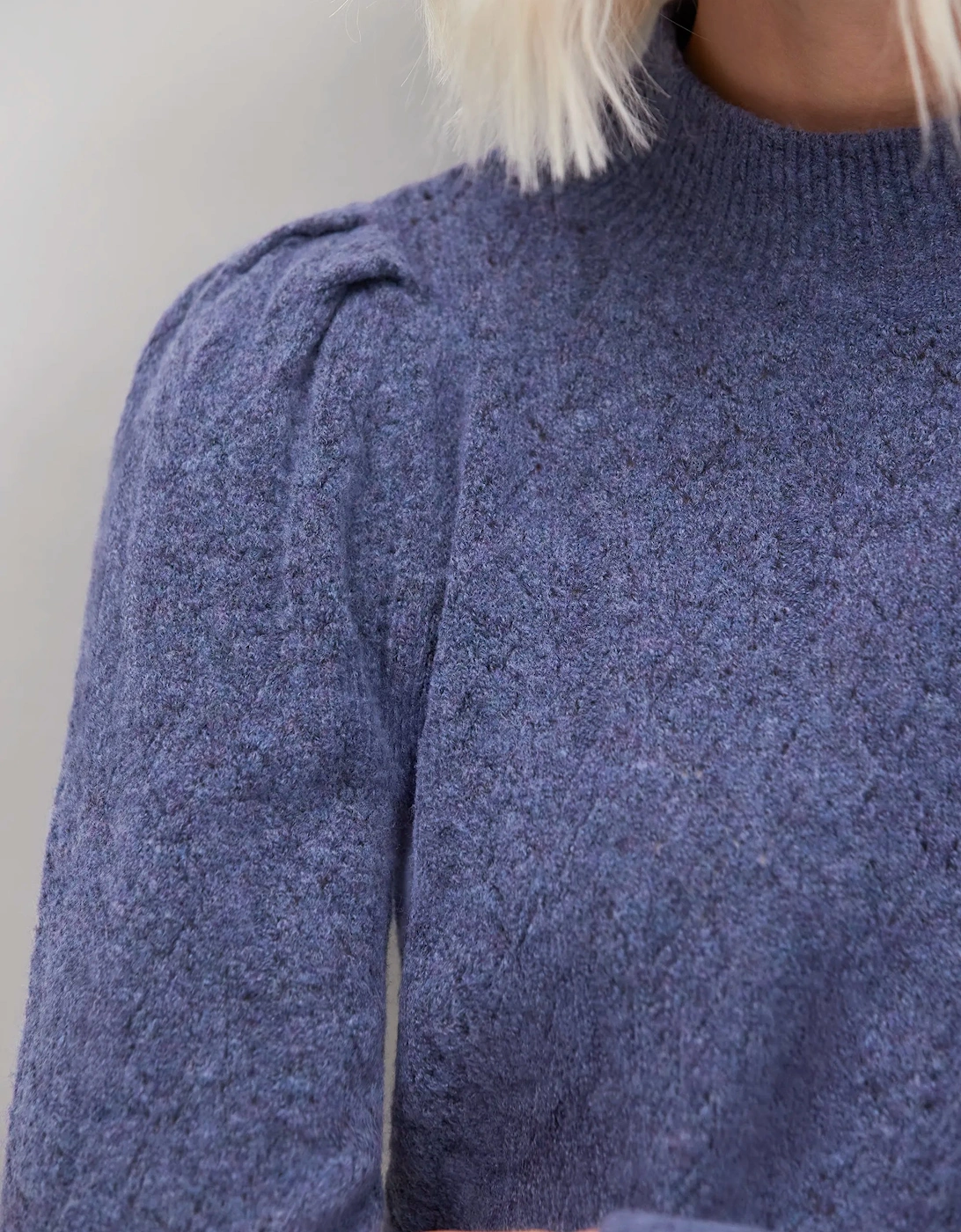 Blue Pointelle Knit Jumper